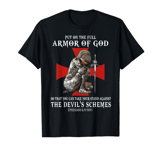 Knight Templar Female Christian Warrior Full Armor of God T-Shirt