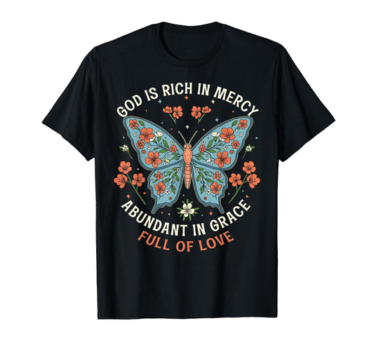 God Is Full Of Grace, Mercy, And Love Chinoiserie Butterfly T-Shirt