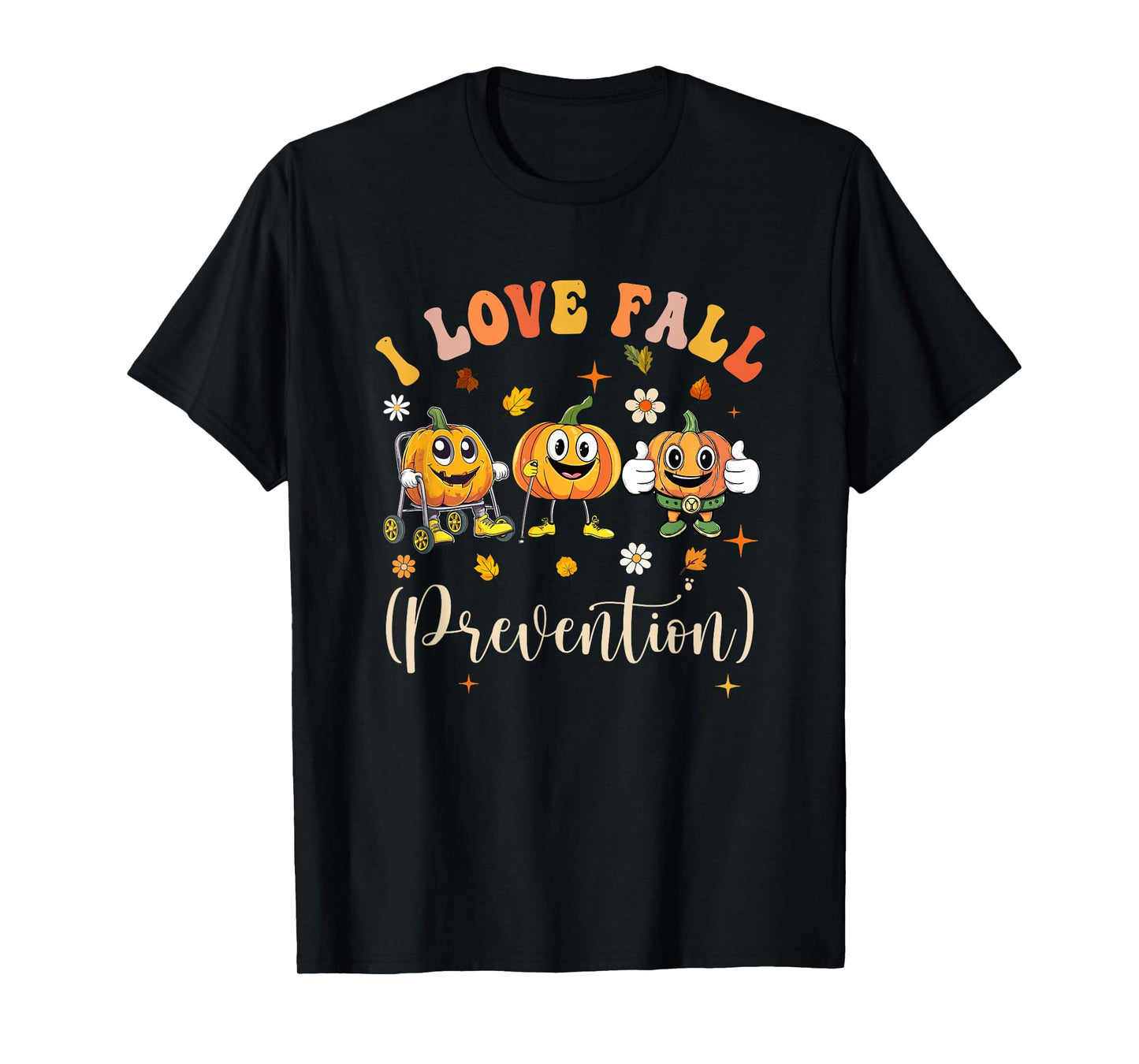 Groovy Retro I Love Fall Prevention Funny Physical Therapy T-Shirt