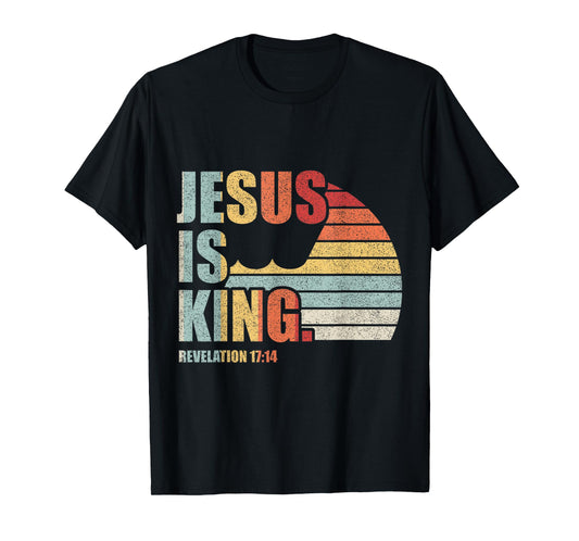 Retro Vintage Jesus Is King Bible Scripture Quote Christian T-Shirt