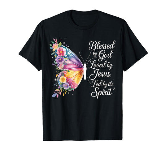 Butterfly Christian Quote Blessed by God T-Shirt