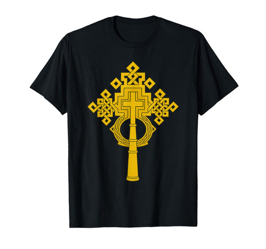 Golden Ethiopian Orthodox Cross T-Shirt