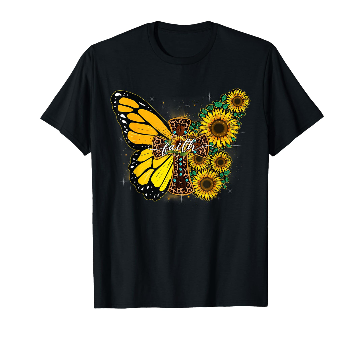 Sunflower Butterfly Jesus Christian Vintage T-Shirt