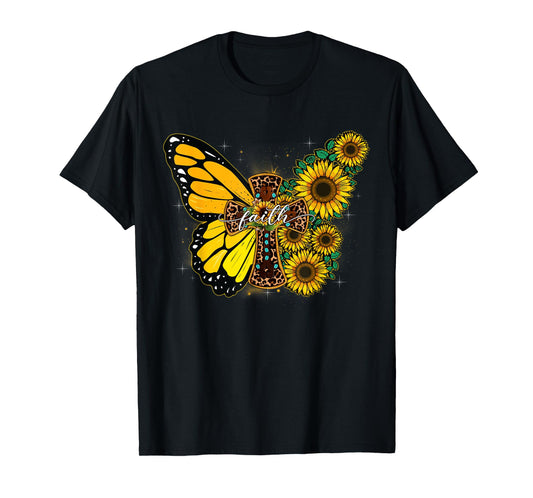 Sunflower Butterfly Jesus Christian Vintage T-Shirt