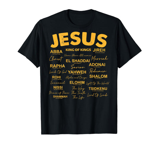 Jesus is King Names of God Hebrew Jesus Christian (On Back) T-Shirt