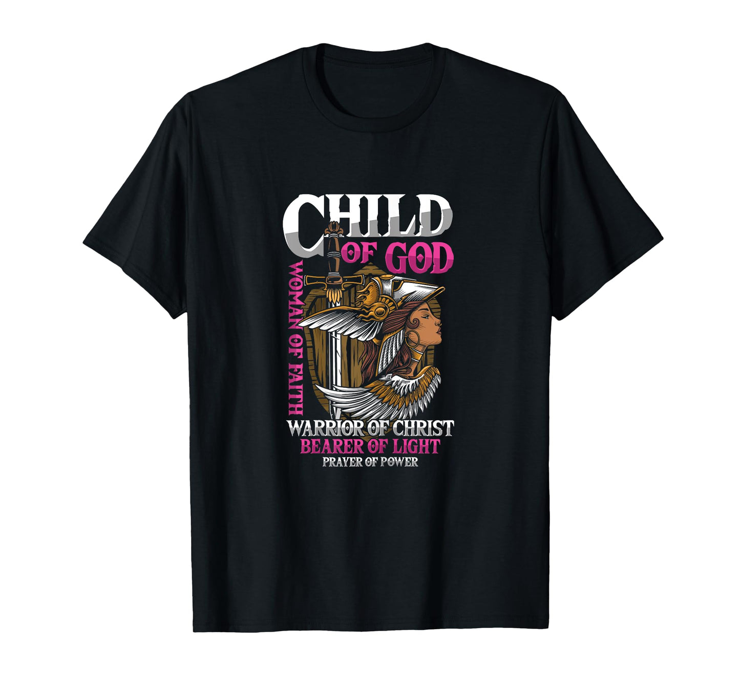 Girl Warrior God Faith Christ Prayer Sword Gift T-Shirt