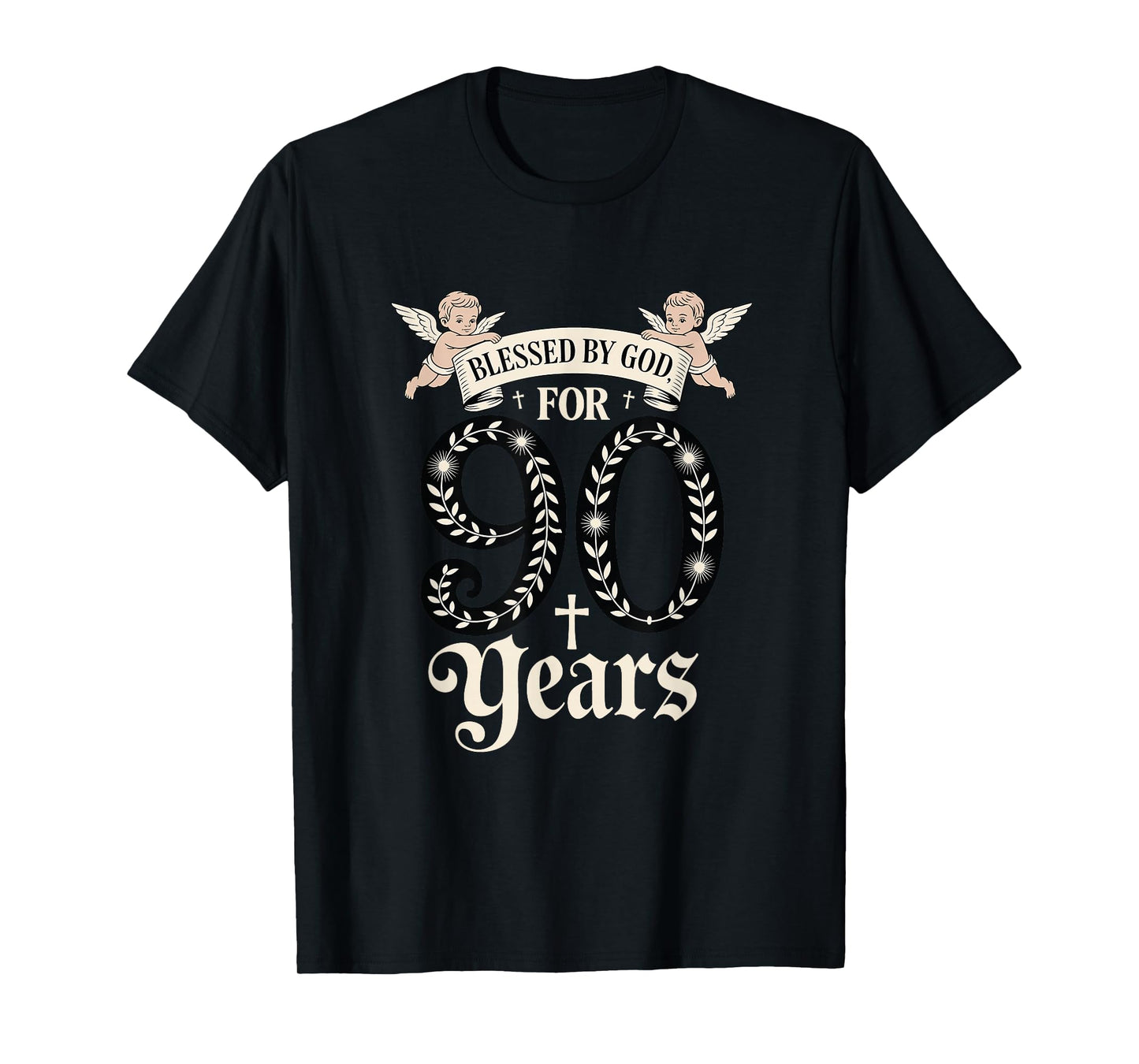 Blessed by God for 90 Years Religious Themed 90th Birthday T-Shirt