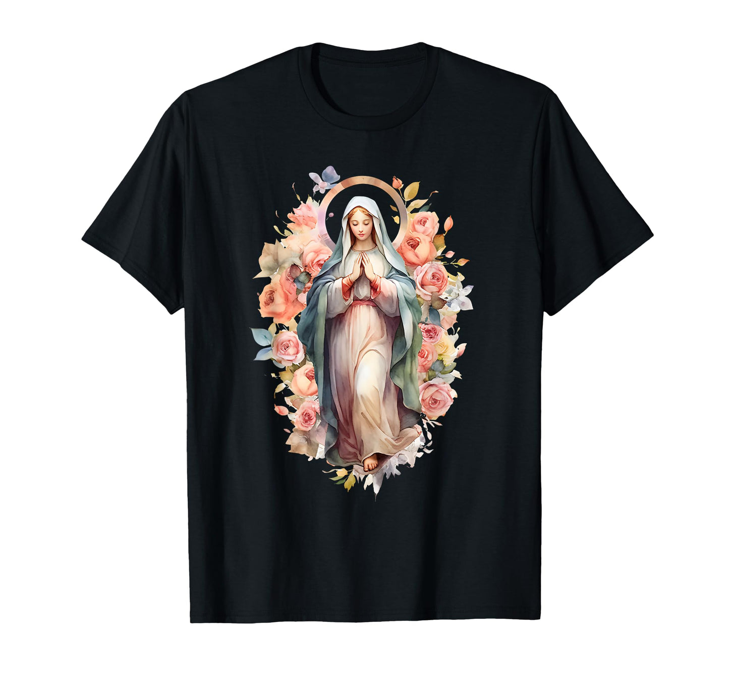 Blessed Mother Mary Mother of Jesus Roses Our Lady Catholic T-Shirt