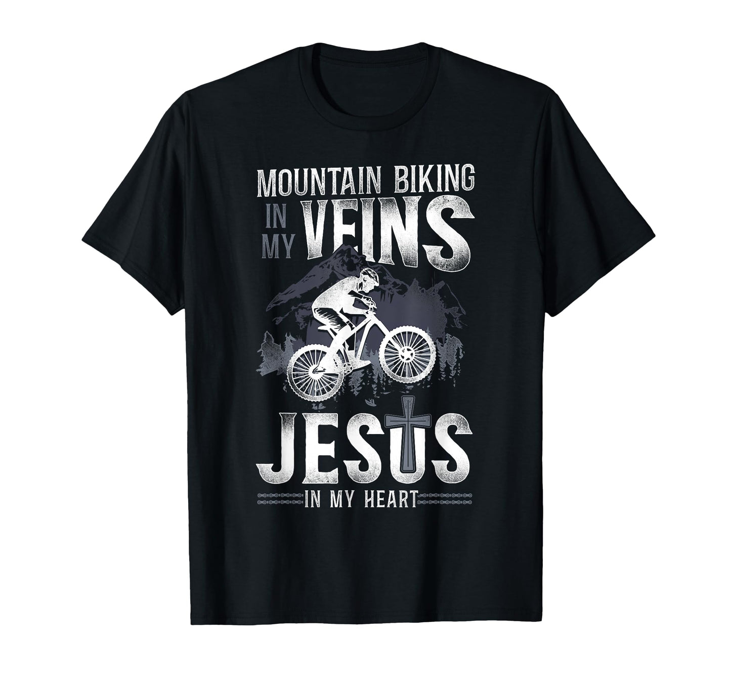 Enduro MTB Mountain Bike Riding Downhill Jesus Faith Vintage T-Shirt