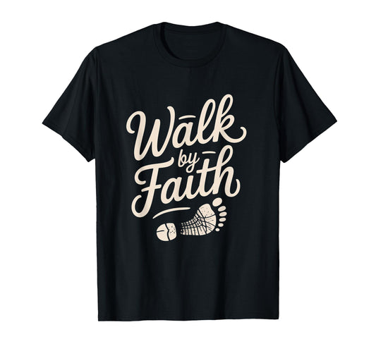 Faith Walk Christian Footprint Graphic Tee T-Shirt