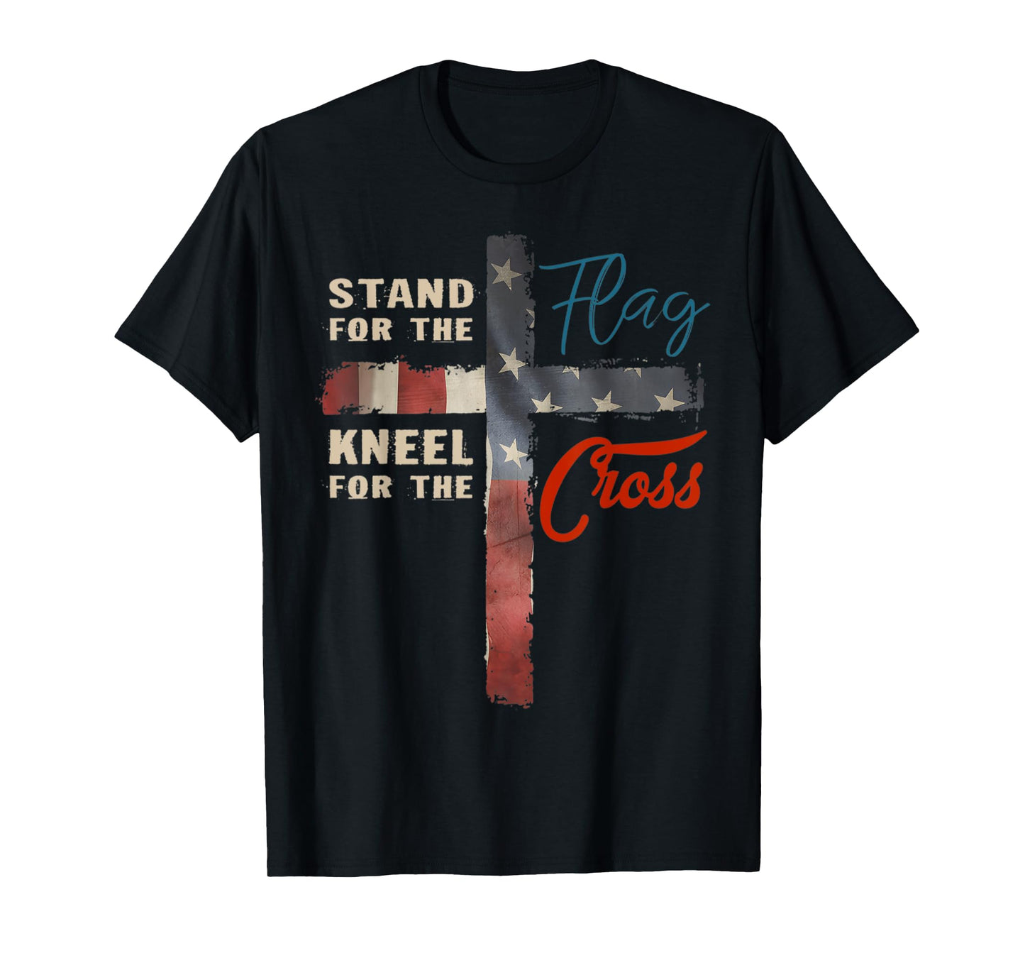 I Stand For The Flag And Kneel For The Cross American Flag T-Shirt