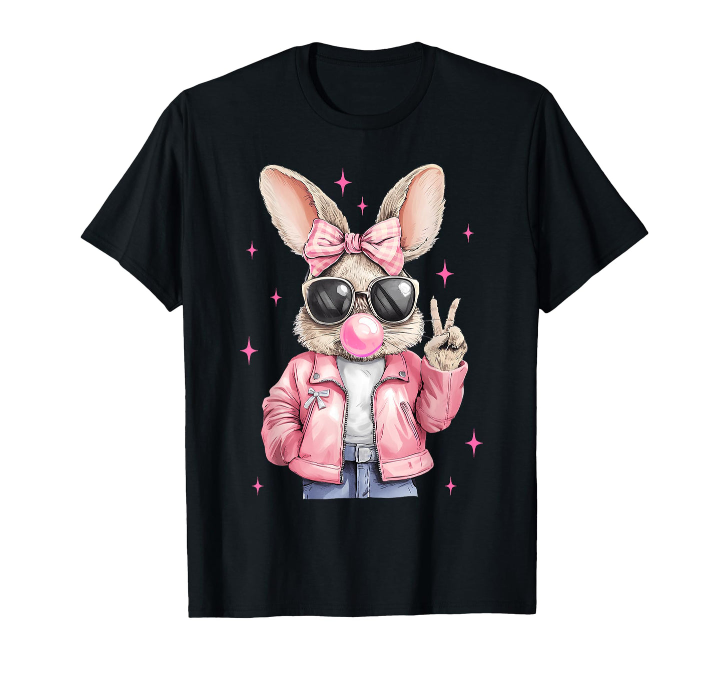 Happy Easter Bunny Rabbit Face Coquette Bow Easter Girl Kids T-Shirt