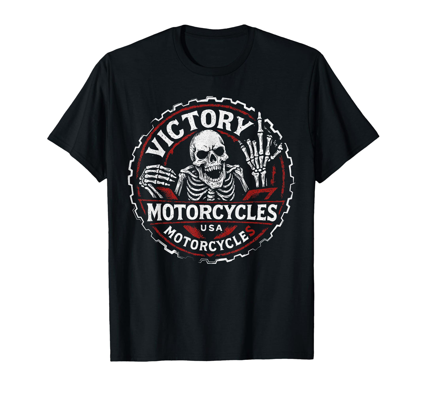 Vintage American Motor Cycles Victory USA Skeleton Funny T-Shirt