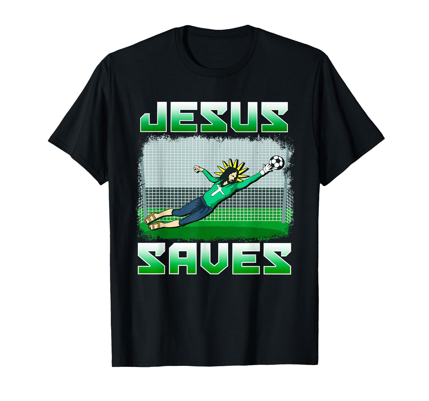 Funny Christian Soccer Jesus Saves Goalie T-Shirt