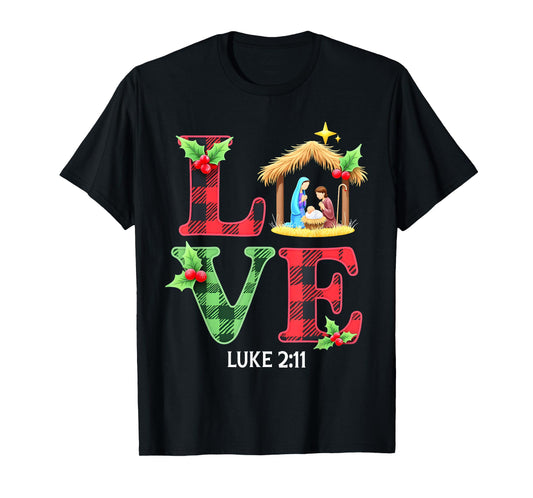 Love Nativity Christmas Jesus Xmas Christian Family Matching T-Shirt