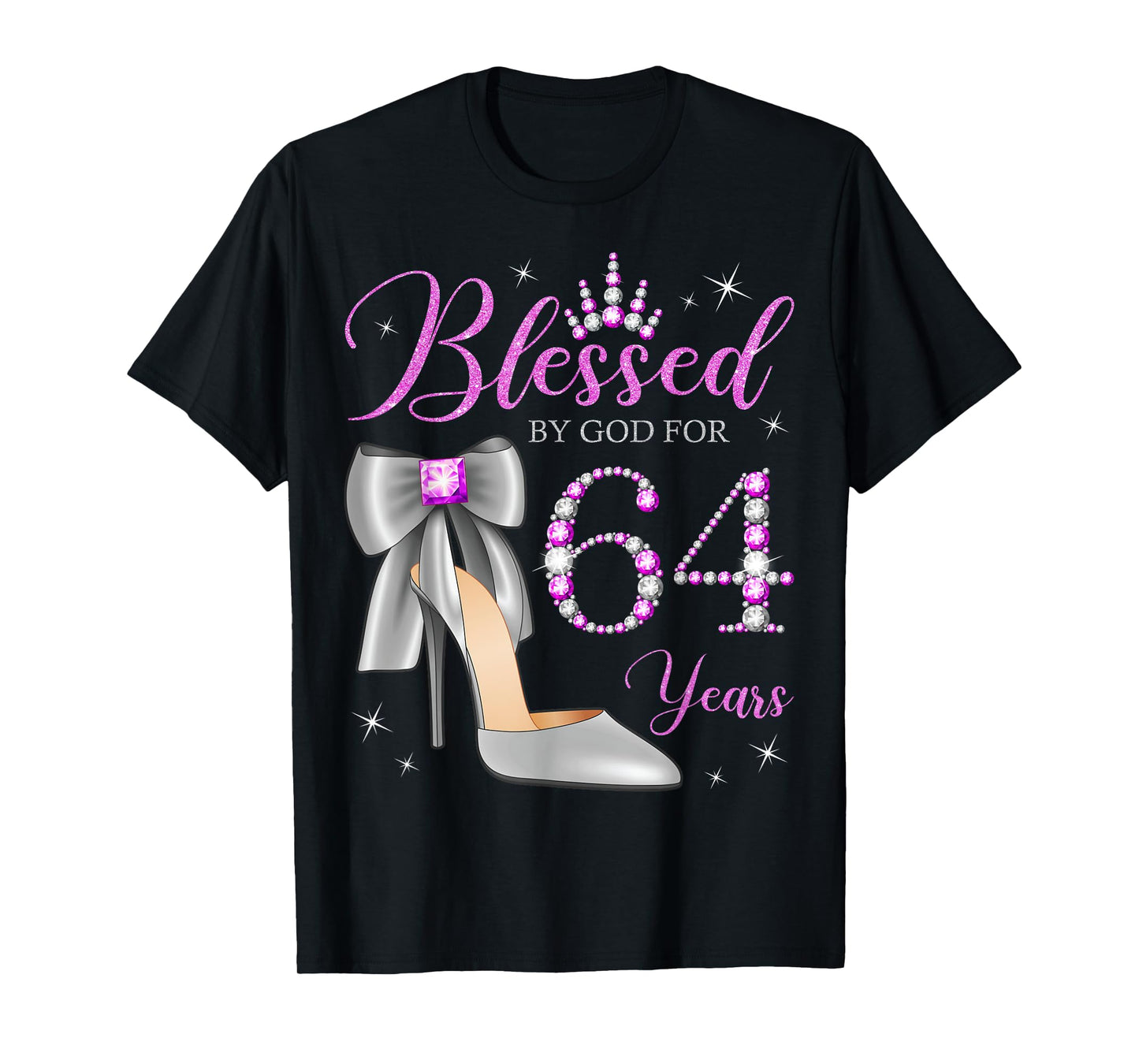 Blessed By God For 64 Years Old 64th Birthday Party Queen T-Shirt