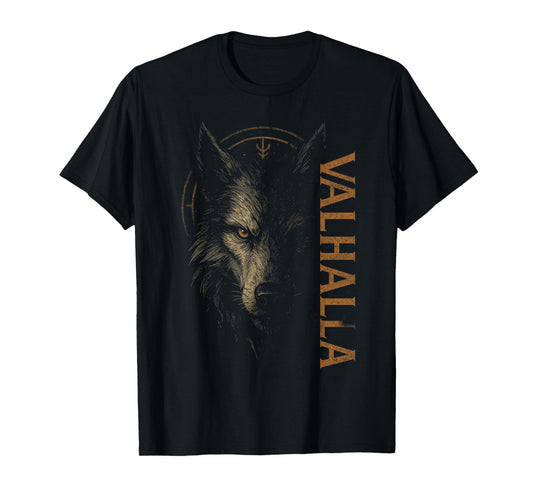 Valhalla Wolf Nordic Compass Odin Runes Viking Vegvisir T-Shirt