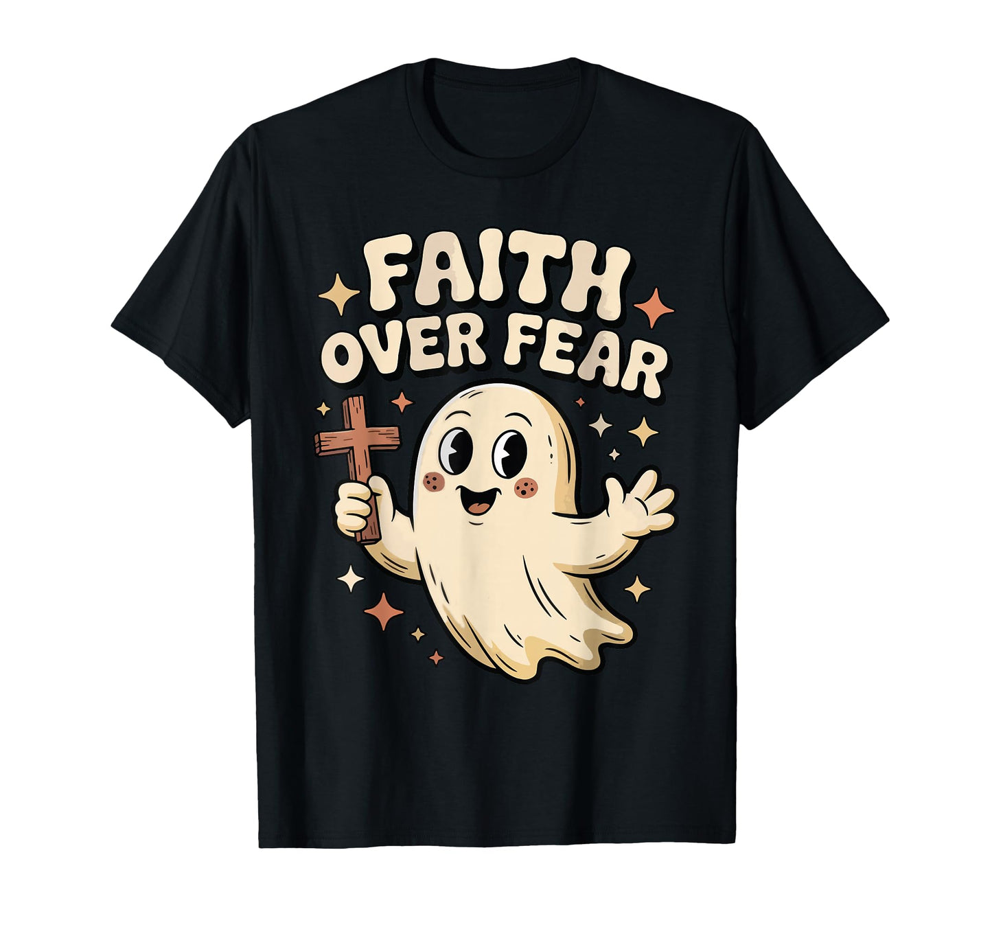 Faith Over Fear Spooky Season Christian Funny Halloween T-Shirt