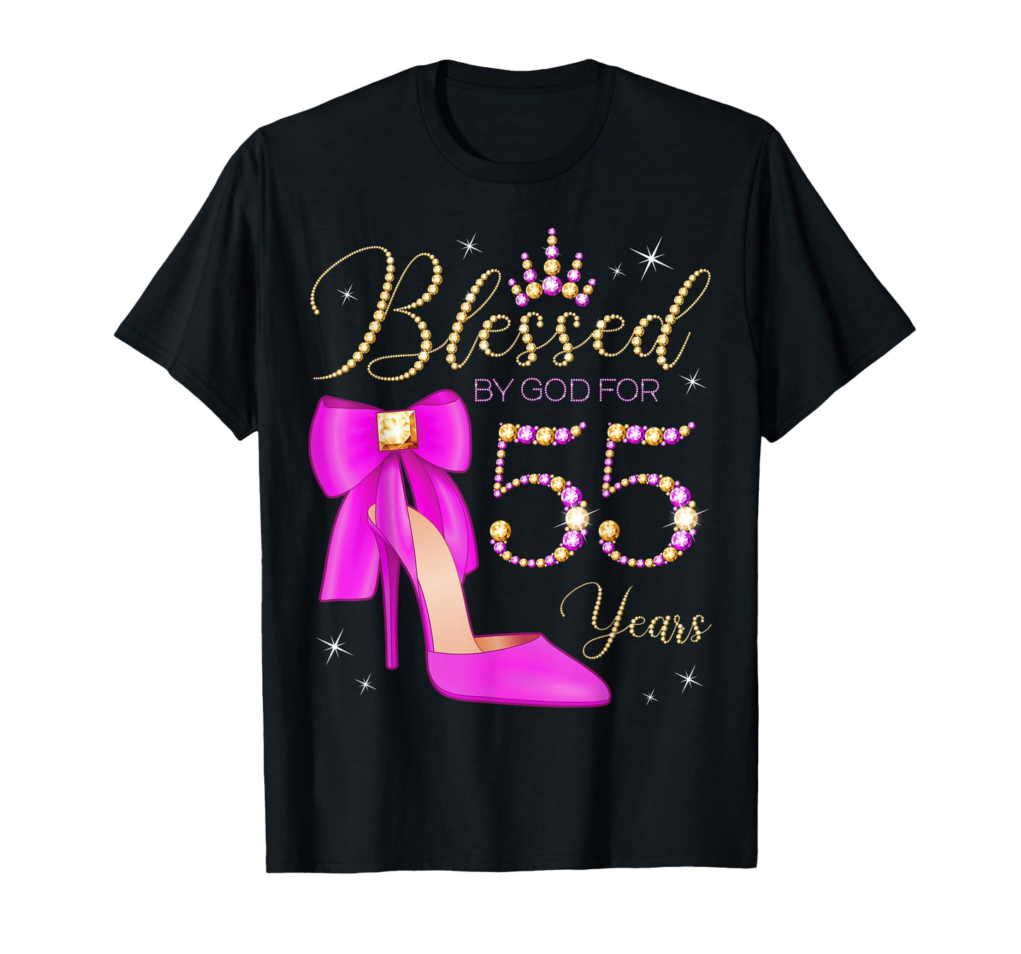 Blessed By God For 55 Years Old 55th Birthday Party Queen T-Shirt