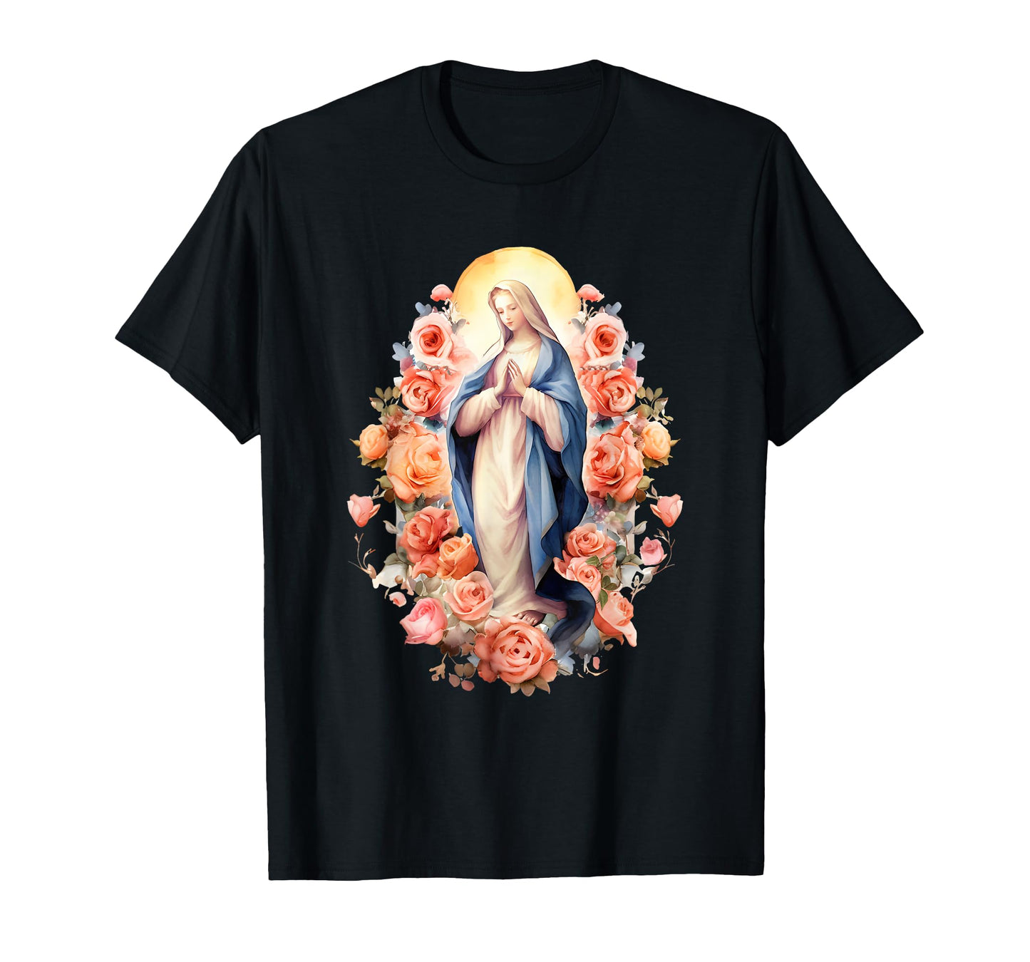 Blessed Mother Mary Mother of Jesus Roses Our Lady Catholic T-Shirt
