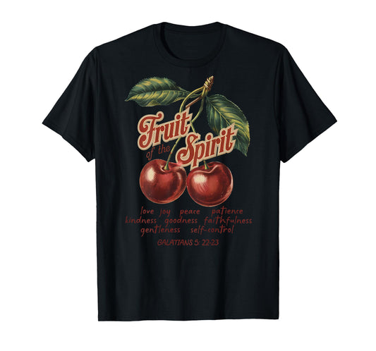 Fruit Of The Spirit Chrisitan Vintage Bible Verse Cherries T-Shirt