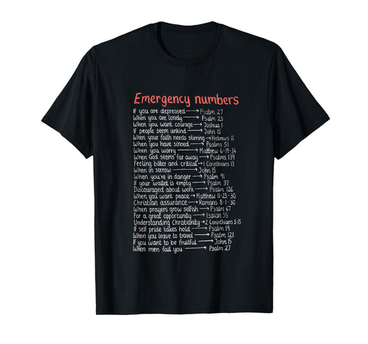 Emergency Numbers Bible Verses Call Upon Me in Time of Need T-Shirt