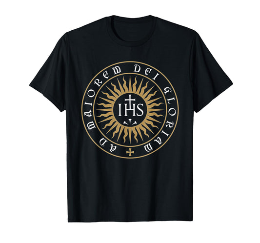 Ad Maiorem Dei Gloriam IHS Catholic Christogram Latin T-Shirt