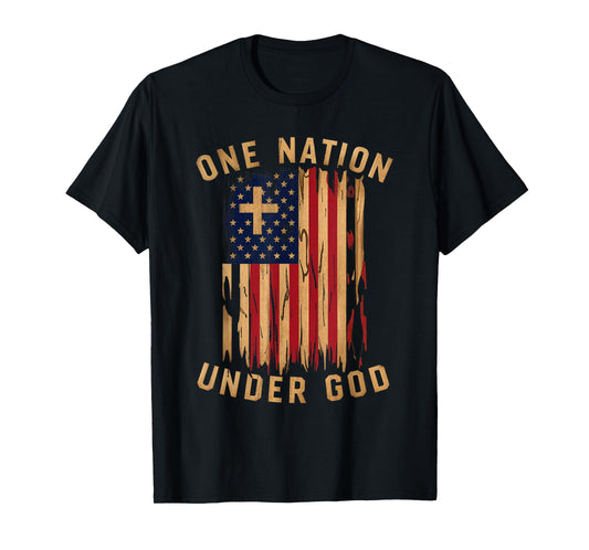 Under God Patriotic Christian Flag T-Shirt for Women Men