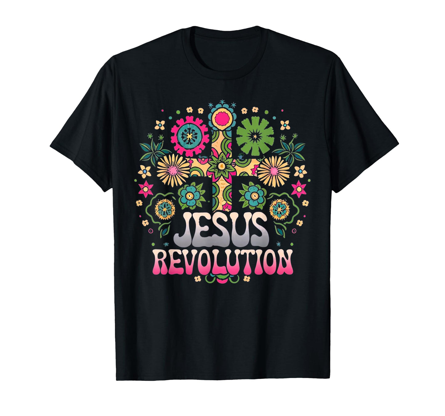 Jesus Revolution Christian Faith Retro Groovy Hippie Flower T-Shirt