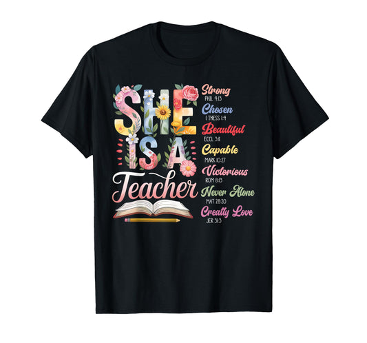 Women Bible Verse Christian Teacher God Says Back To School T-Shirt