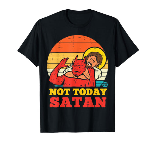 Vintage Jesus Shirt NOT TODAY SATAN Jesus vs Satan T-Shirt