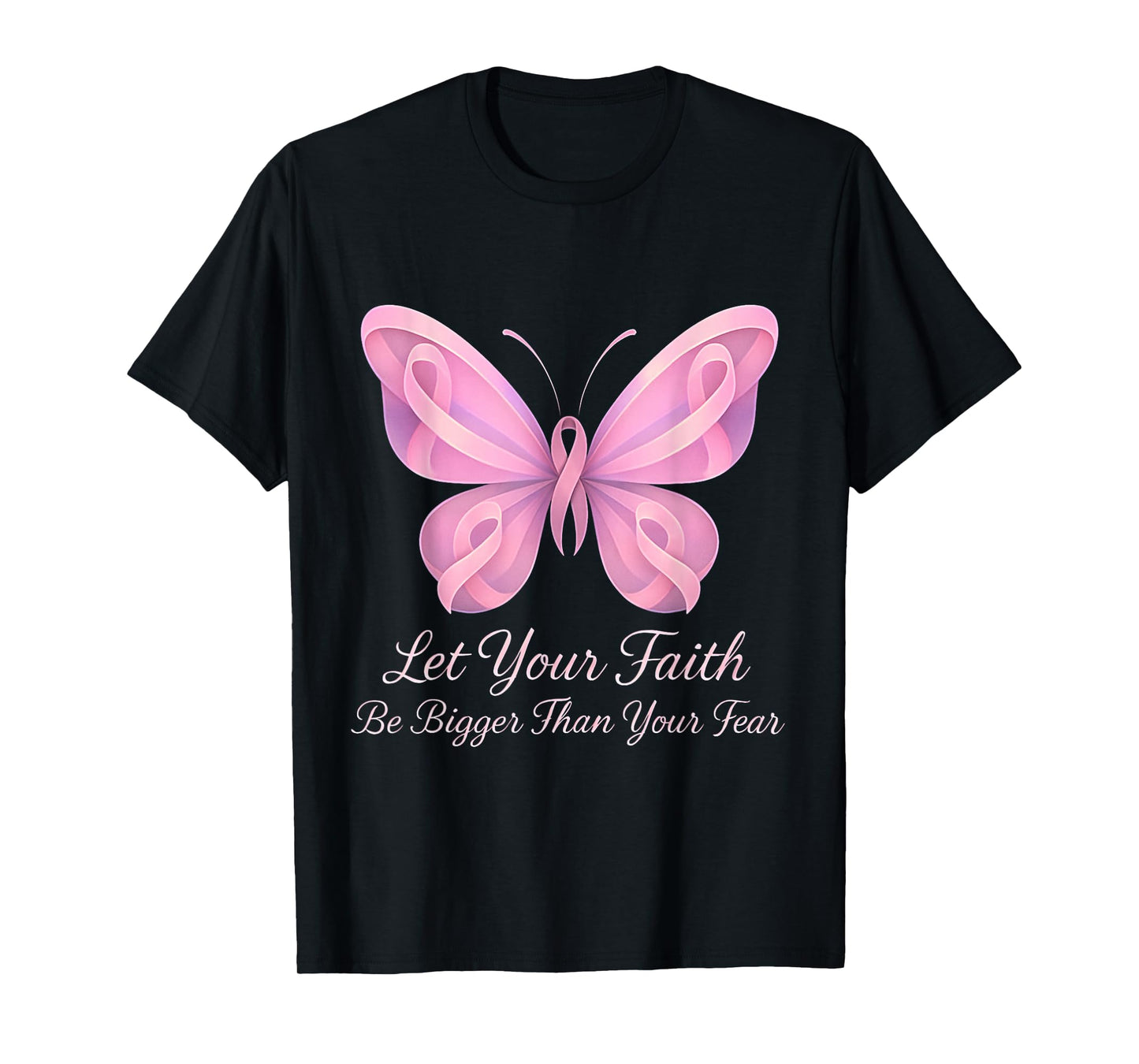 Breast Cancer Awareness Pink Ribbon Butterfly Hope Women T-Shirt