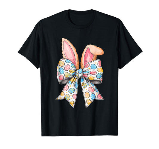 Easter Day Coquette Bow Cute Bunny Rabbit Girls Teens Kids T-Shirt