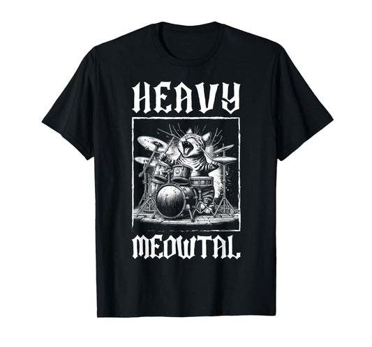 Heavy Meowtal - Funny Cat & Heavy Metal T-Shirt for Men Women Kids