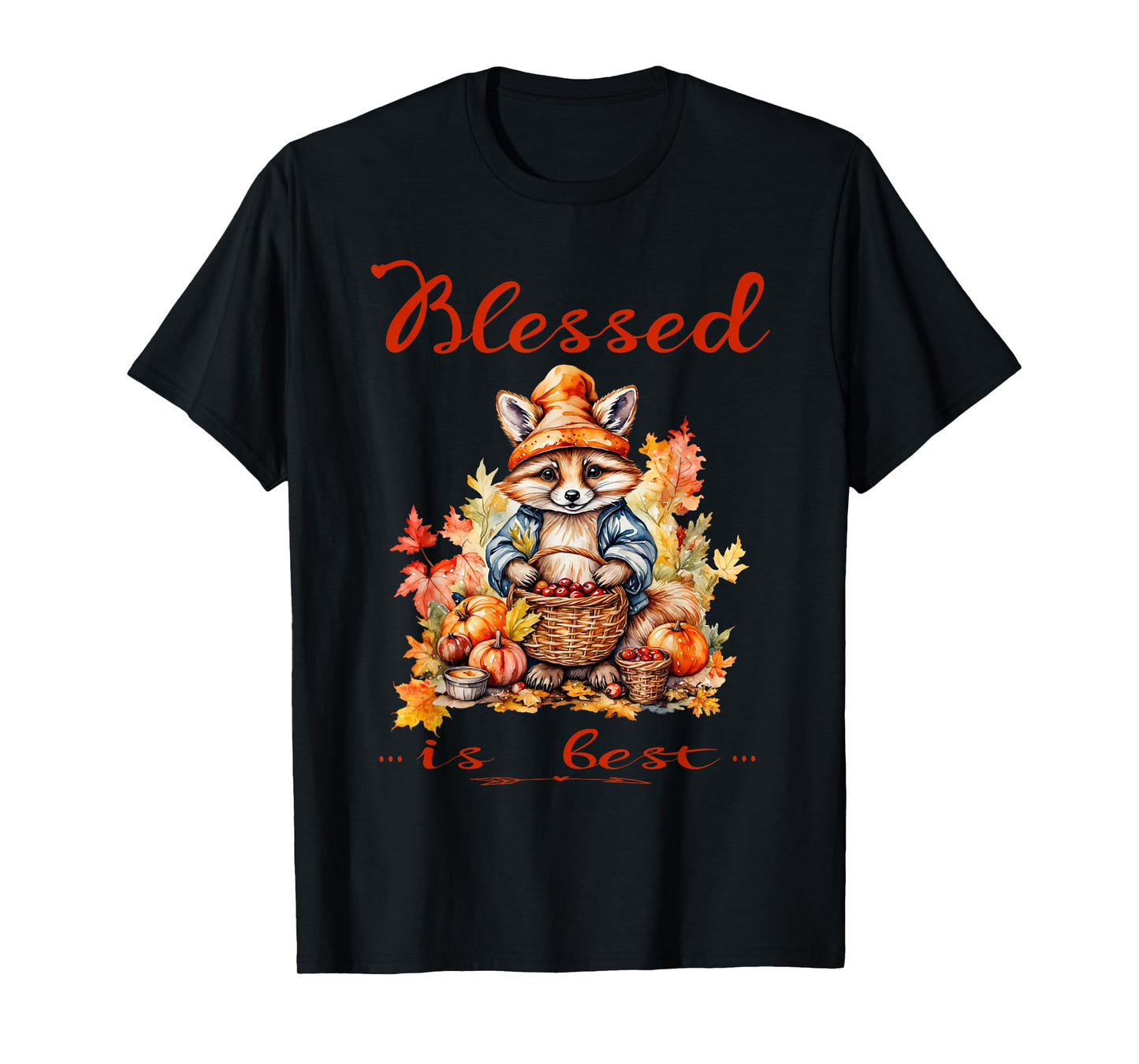 Blessed is Best Christian Fall & Autumn Cute Vintage Racoon T-Shirt