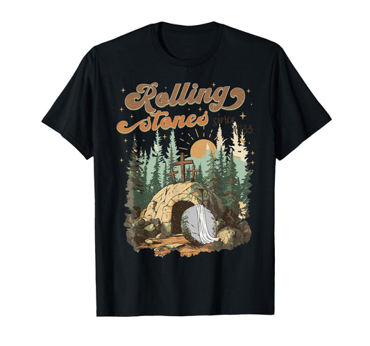 The Stone Was Rolled Away He Is Alive Retro Christian Easter T-Shirt