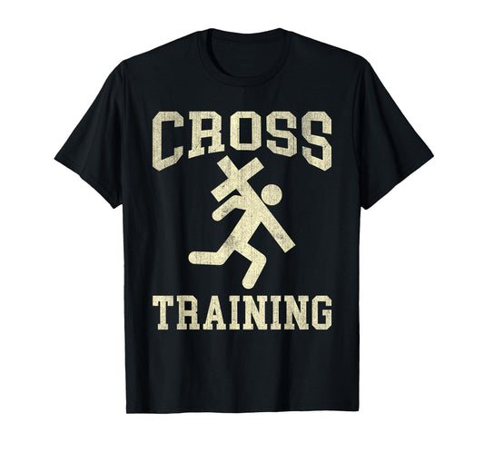Cross Training Funny Running Christian Cross Vintage T-Shirt