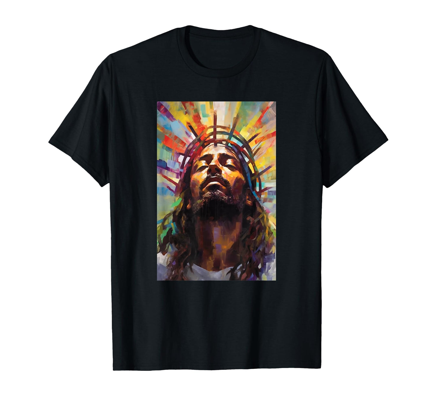 Jesus African American Christ Praying Rainbow Face Of Jesus T-Shirt