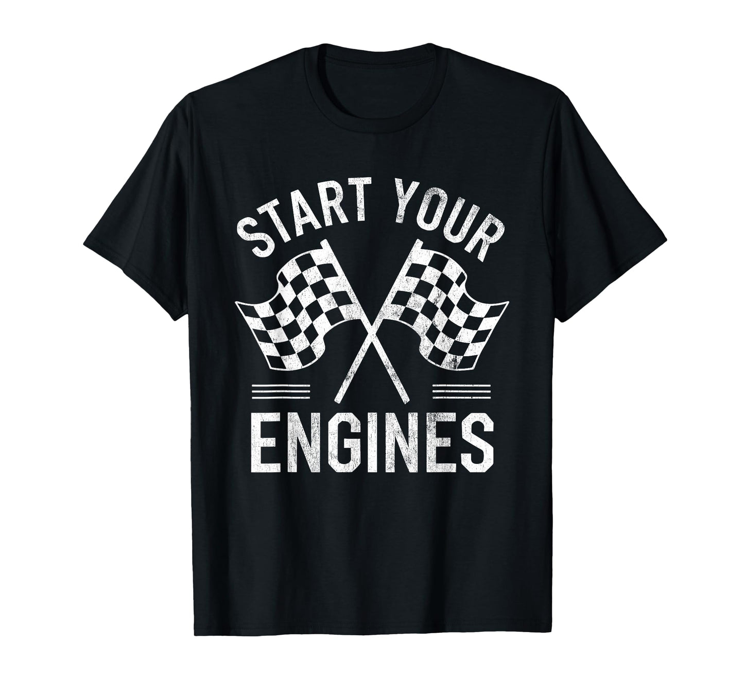 Start Your Engines Vintage Checkered Flag Race Car T-Shirt