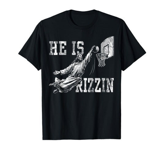 He is Rizzin Funny Christian Basketball Meme Easter T-Shirt