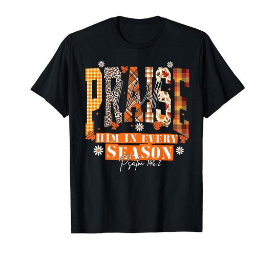 Retro Fall for Jesus He Never Leaves Autumn Christian T-Shirt