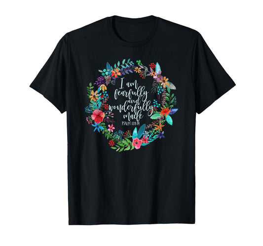 Psalm 139:14 Bible Scripture, Fearfully and Wonderfully Made T-Shirt
