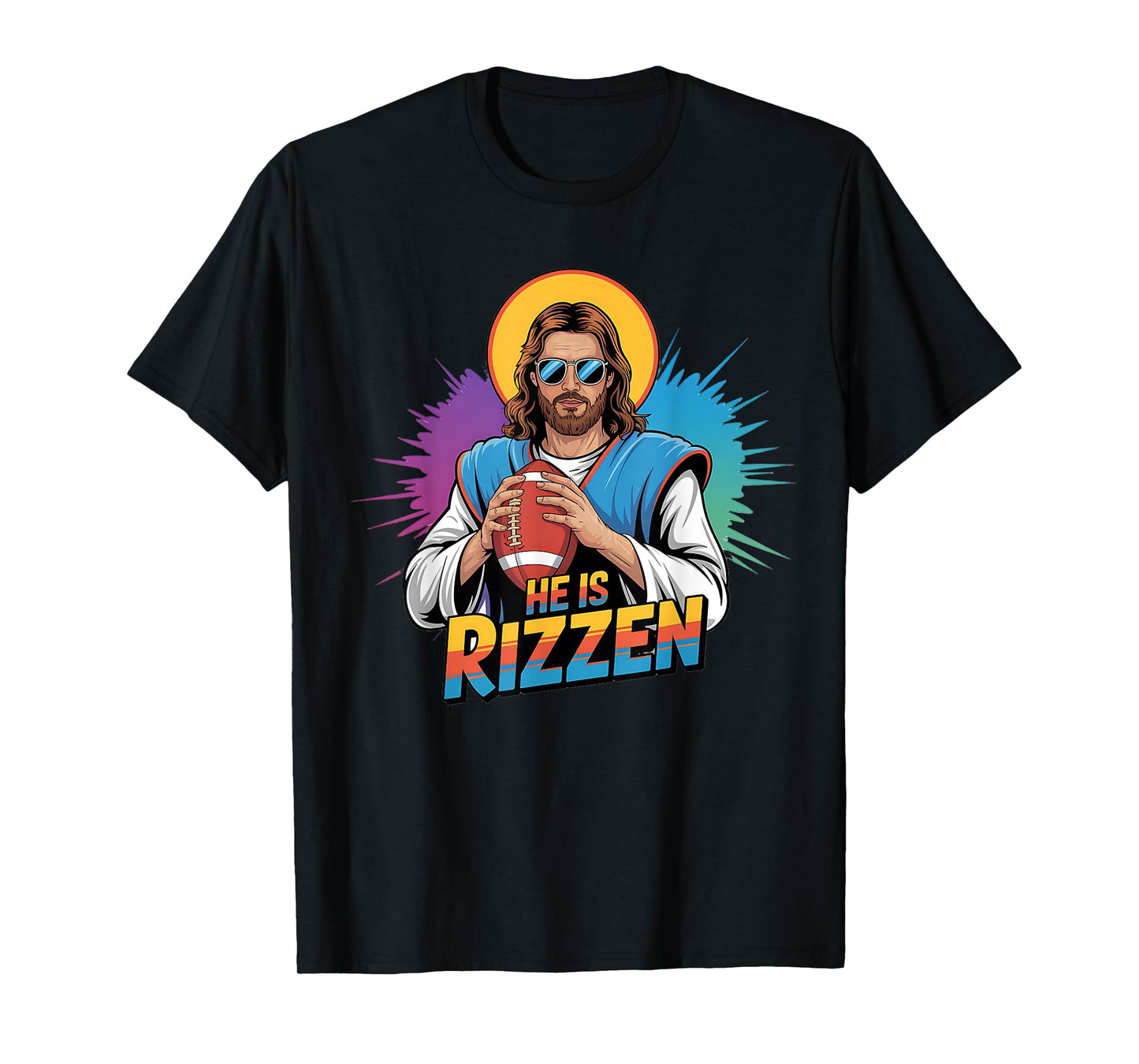 Funny He Is Rizzen Jesus Shirt Football Boys Kids Easter T-Shirt
