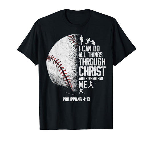 Baseball Fan Bible Quote Vintage I Can Do All The Things T-Shirt