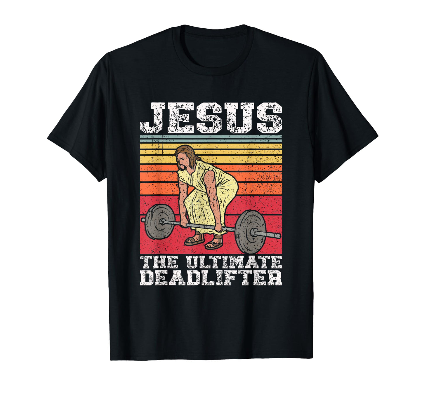 Vintage Jesus The Ultimate Deadlifter Funny Gym Bodybuliding T-Shirt