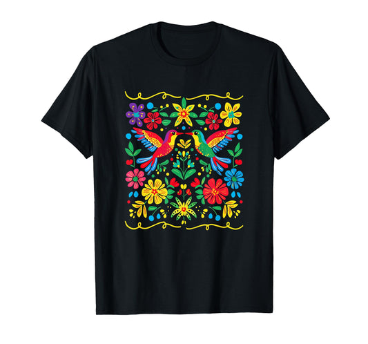 Floral Bird Otomi Mexican Style Mexicano Mexicana T-Shirt