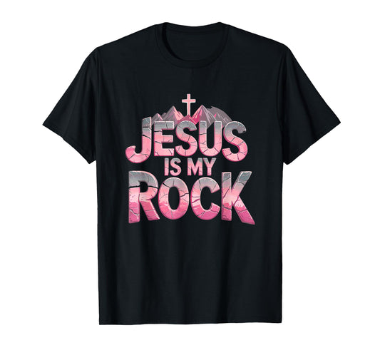 Jesus Is My Rock Pink Religious Christian Biblical T-Shirt T-Shirt