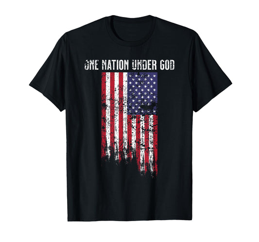 4th of July USA American Flag One Nation Uncer God Patroit T-Shirt