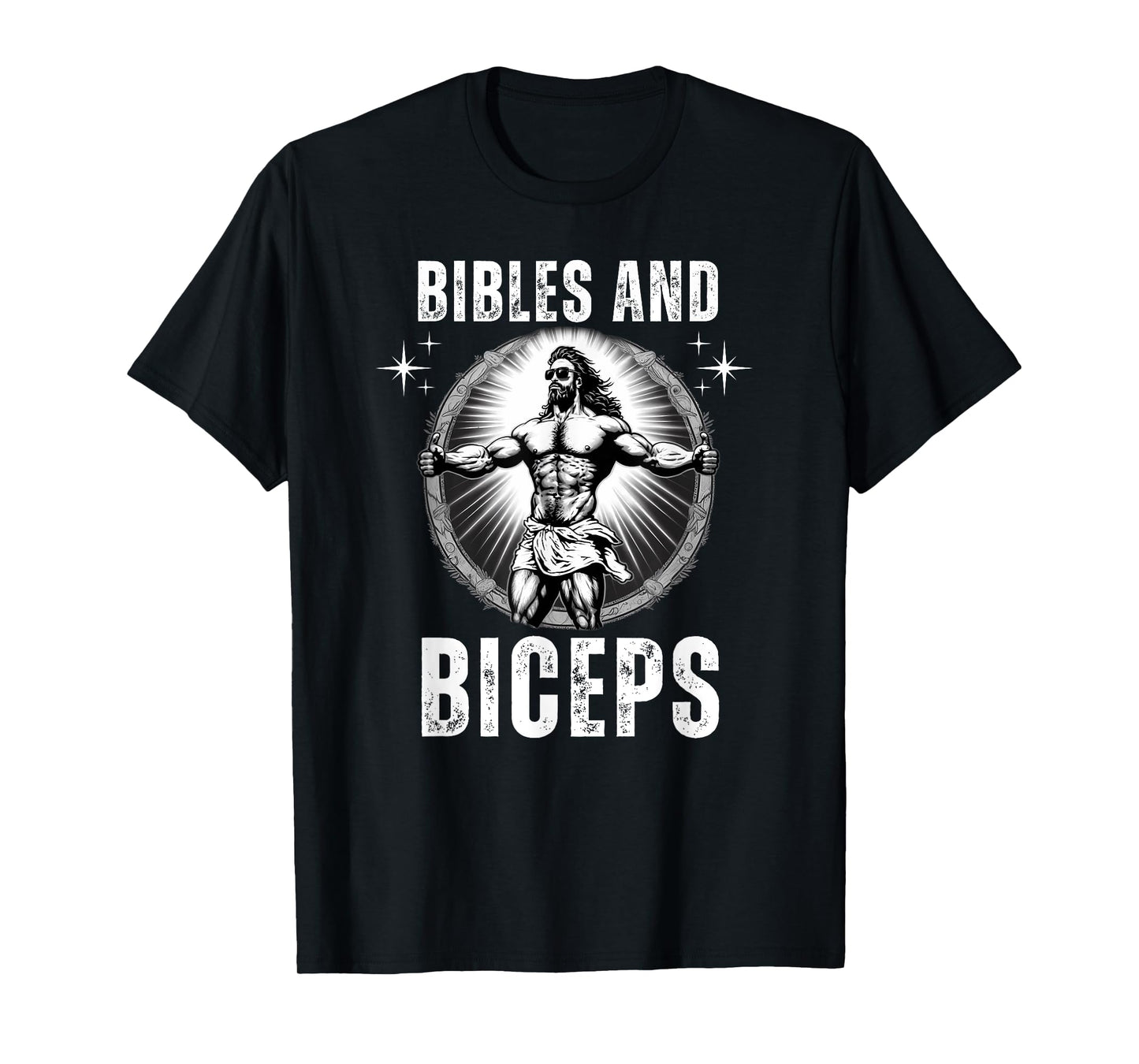 Bibles And Biceps Bodybuilding Jesus Fitness Funny Gym T-Shirt
