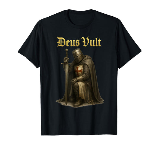 Deus Vult - Catholic Warrior of Christ - Crusader Templar T-Shirt